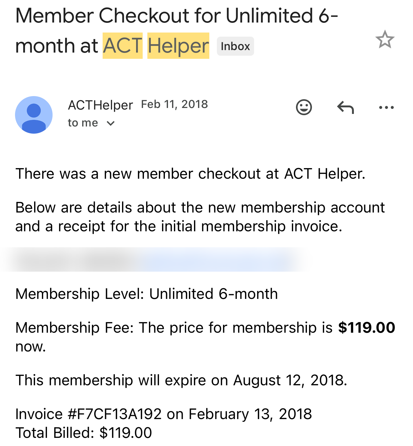Sign-up notification, February 11, 2018